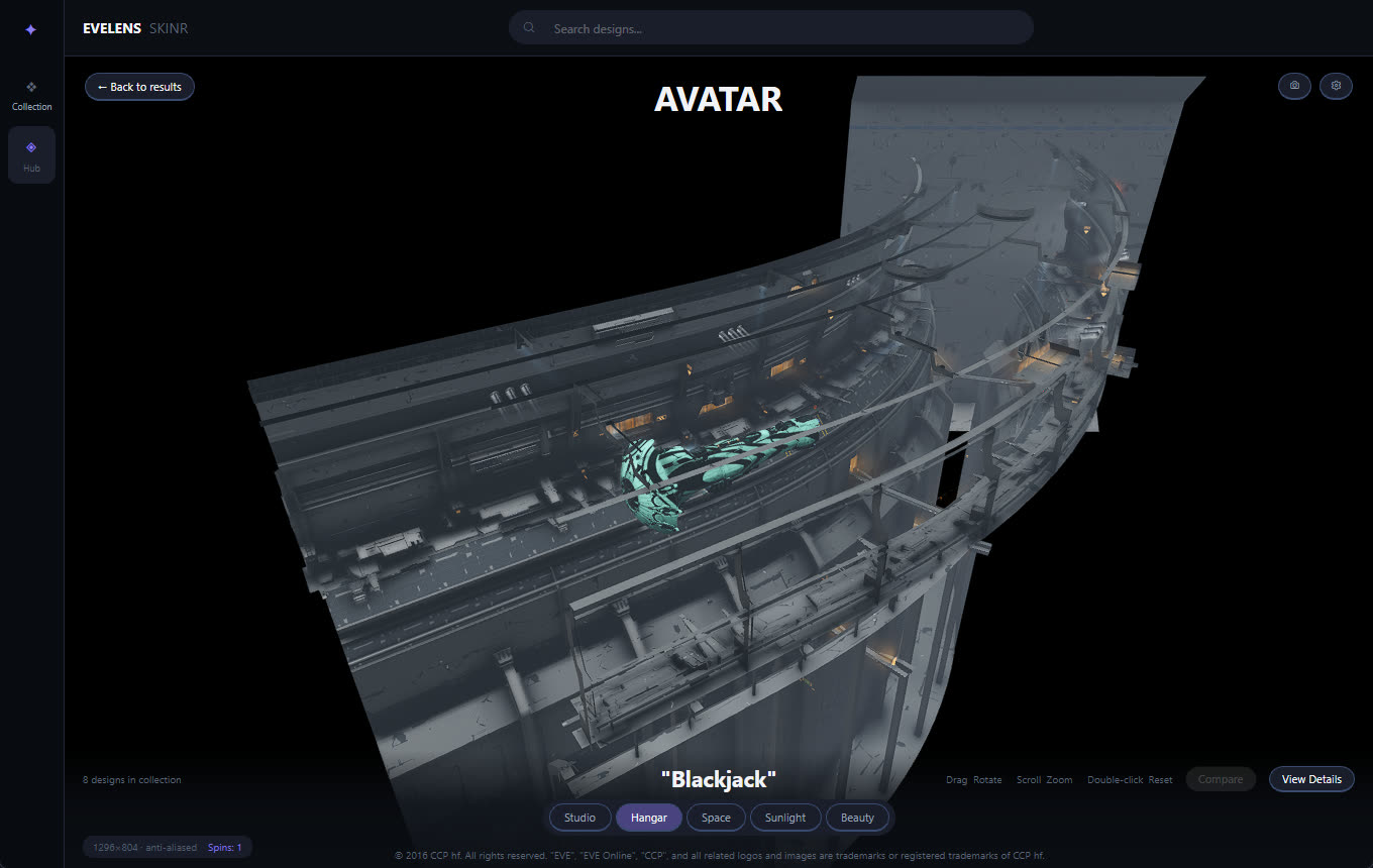 A titan in the old capital hangar — a strip of dock over the void