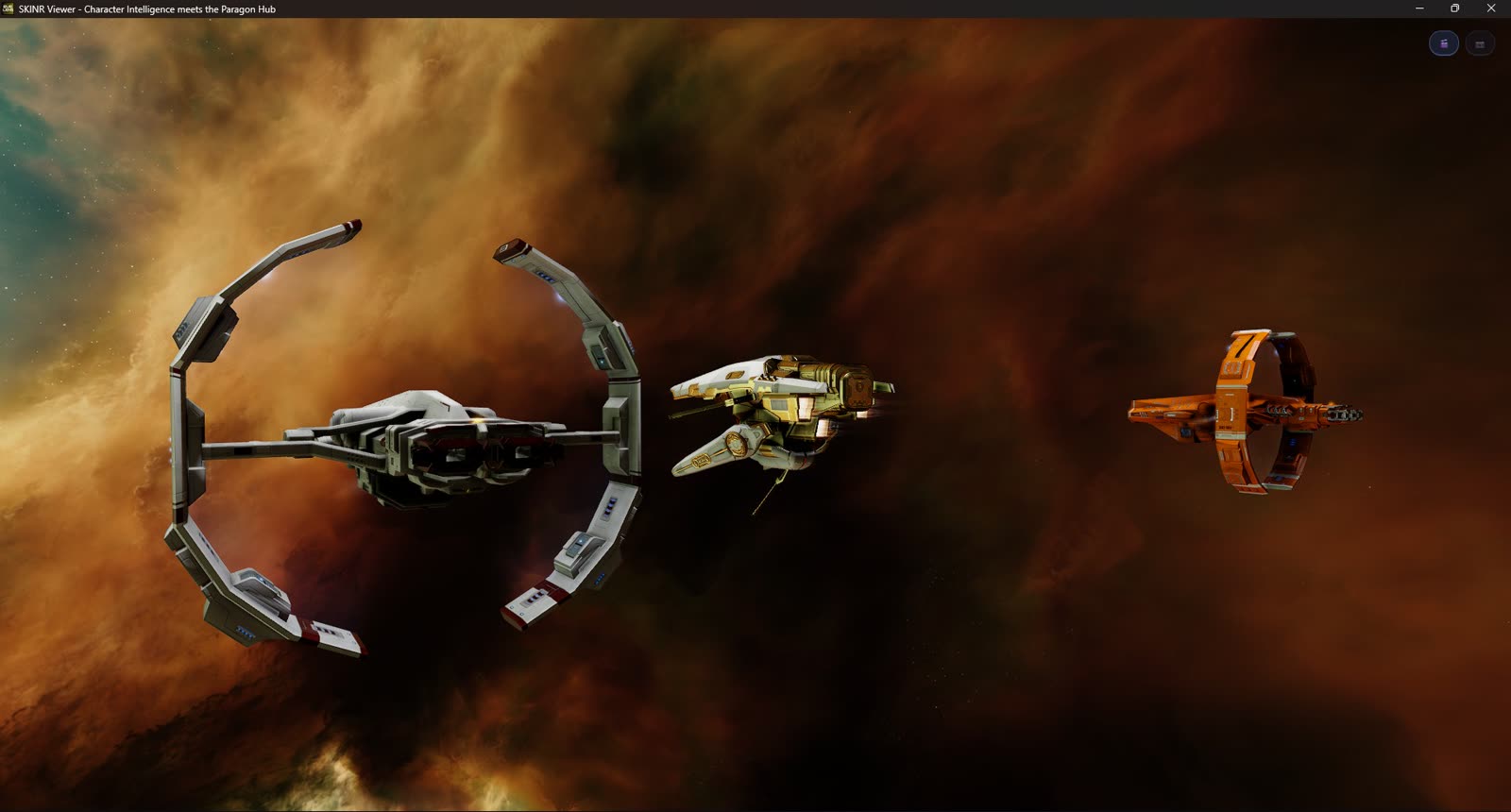 A Photo Op formation in open space — three hulls, three designs, one shot